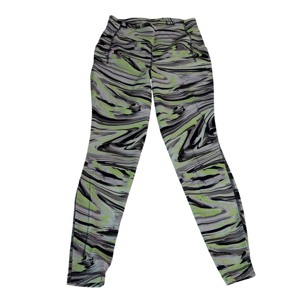 Lululemon Fast and Free HR Tight 25 Nulux Chroma Check Lime Black Multi Size 10